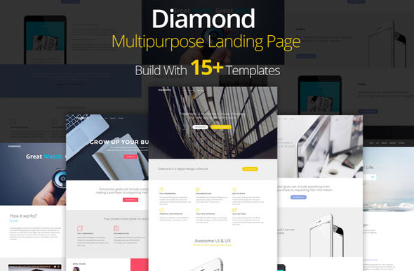 Diamond 着陆页 HTML5模板-爱极客