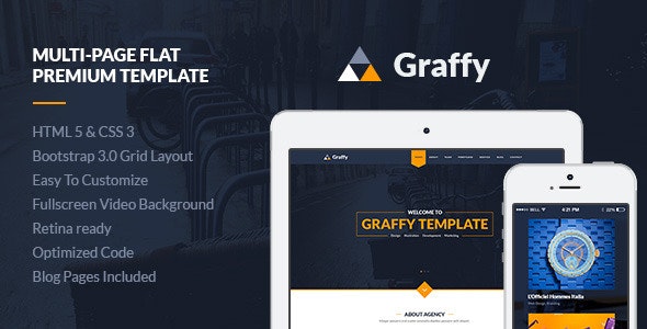 GRAFFY – 响应式企业公司网站模板-爱极客