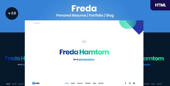Freda – 简历作品集博客HTML模板-爱极客