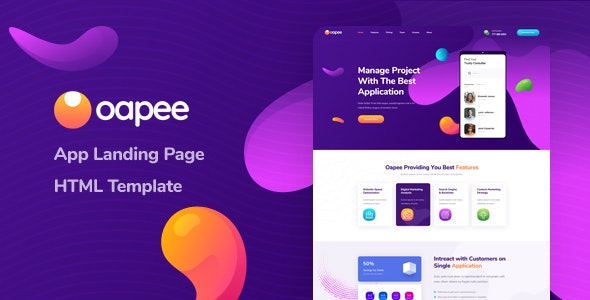 Oapee – App 应用着陆页网站HTML模板-爱极客