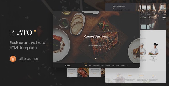 Plato – 餐厅食品单页网站HTML5模板-爱极客