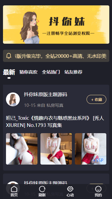 2022-06-09最新抖你妹原版主题源码仿抖音模式套图SEO源码_WordPress图片主题-爱极客