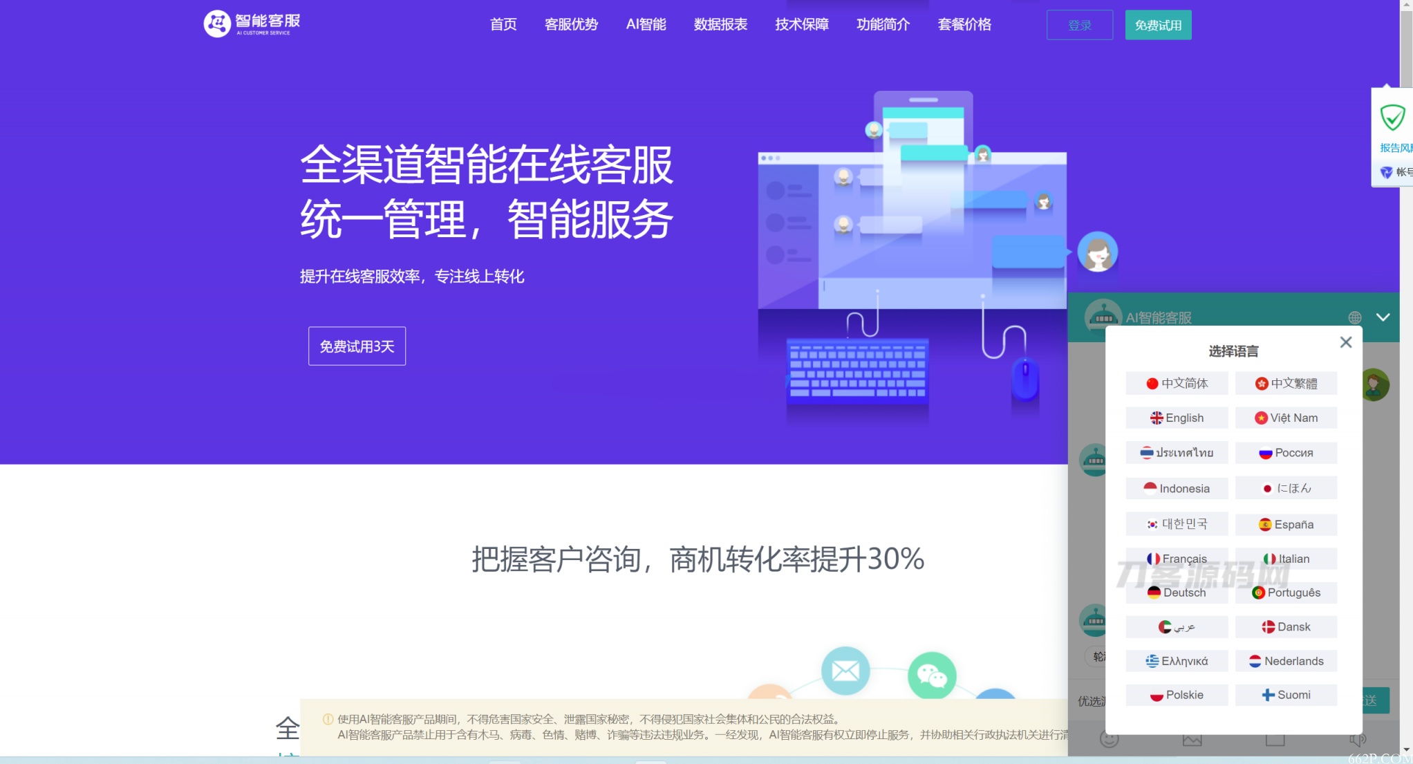 2022-09-03Ai智能客服系统在线客服网站源码_支持二十种语言-爱极客