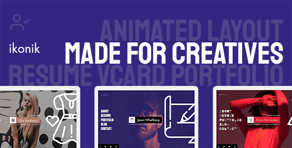 Ikonik – 多用途个人简历vCard作品展示HTML5主题 – v1.0.1-爱极客